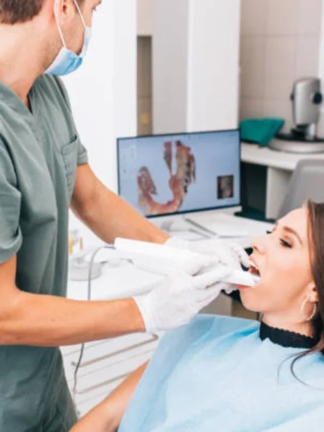 A dentist using the modern dental tools and equipements to provide treatment to a patient showcasing advanced dental care